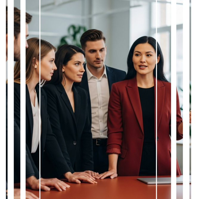 Ejecutiva tomando la cultura empresarial en sus manos